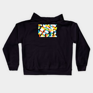 Yellow Blue Pattern Geometric Kids Hoodie